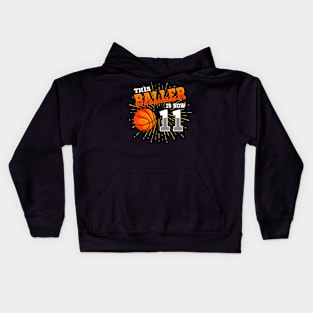 This Baller Is Now 11 Basketball 11th Birthday Party Kids Hoodie